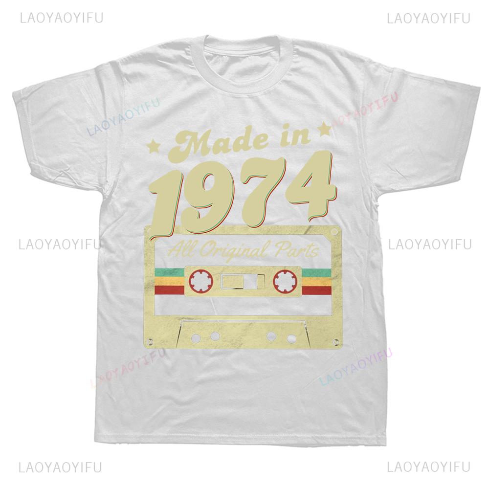 Vintage 1974 Made In 1974 50th Birthday Gift 50 Years Old Aesthetic T Shirts Summer Style Graphic Streetwear Short Sleeve Camise