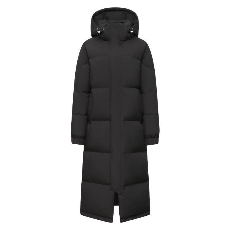 Унисекс утепленная куртка-пуховик средней длины с капюшоном из белого утиного пуха для защиты от холода