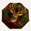 Christmas Deer Wreath Wooden Sign DecorationUmbrella, PortableFold Compact Umbrella for Men & Women Gift