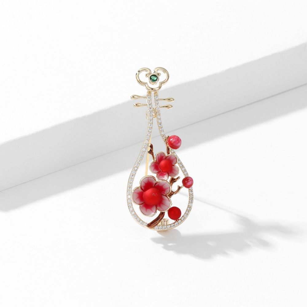 Plum Blossom Pipa Blossom Pipa Women Brooch Flower Crystal Plum Lapel Pins Plum Brooch Ornament