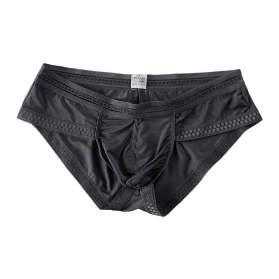 Men Briefs Solid Color Low-rise Ice Silk Briefs U-Convex Large Space Not Tight