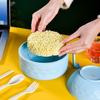 1 Set Noodle Bowl Microwave Dishwasher Safe Plastic Ramen Bowl Set with Chopsticks Fork Spoon College Dorm Supplies