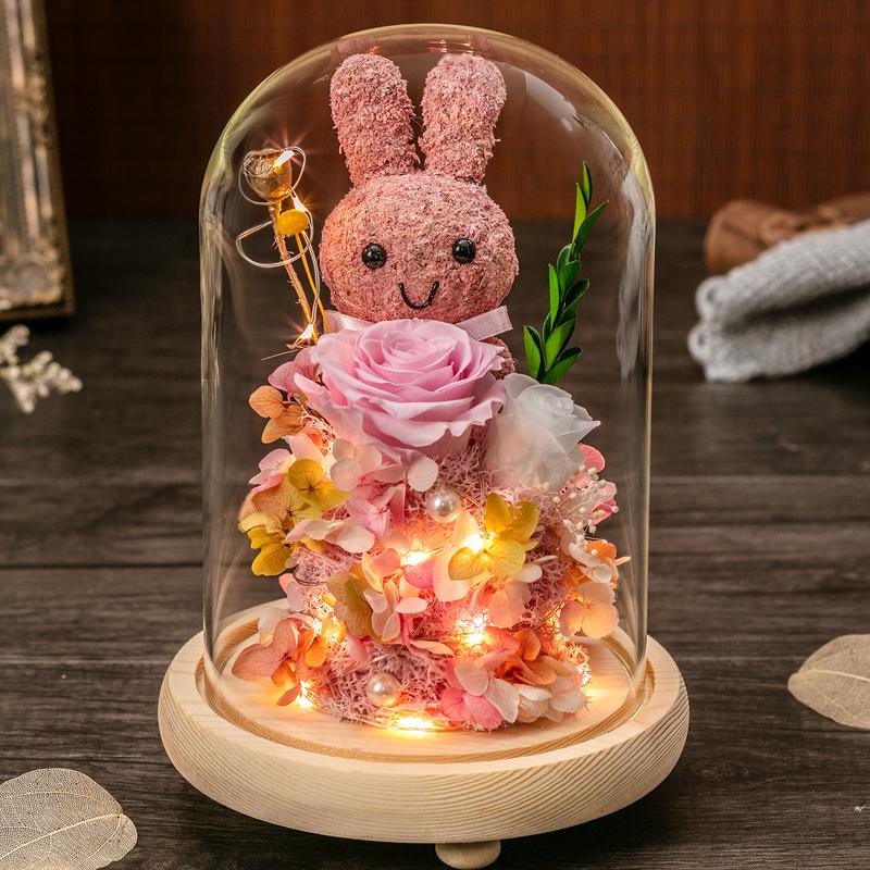 Eternal Dried Roses Glass Dome Gift Box - Perfect for Valentine's, Birthdays, and Special Occasions.
