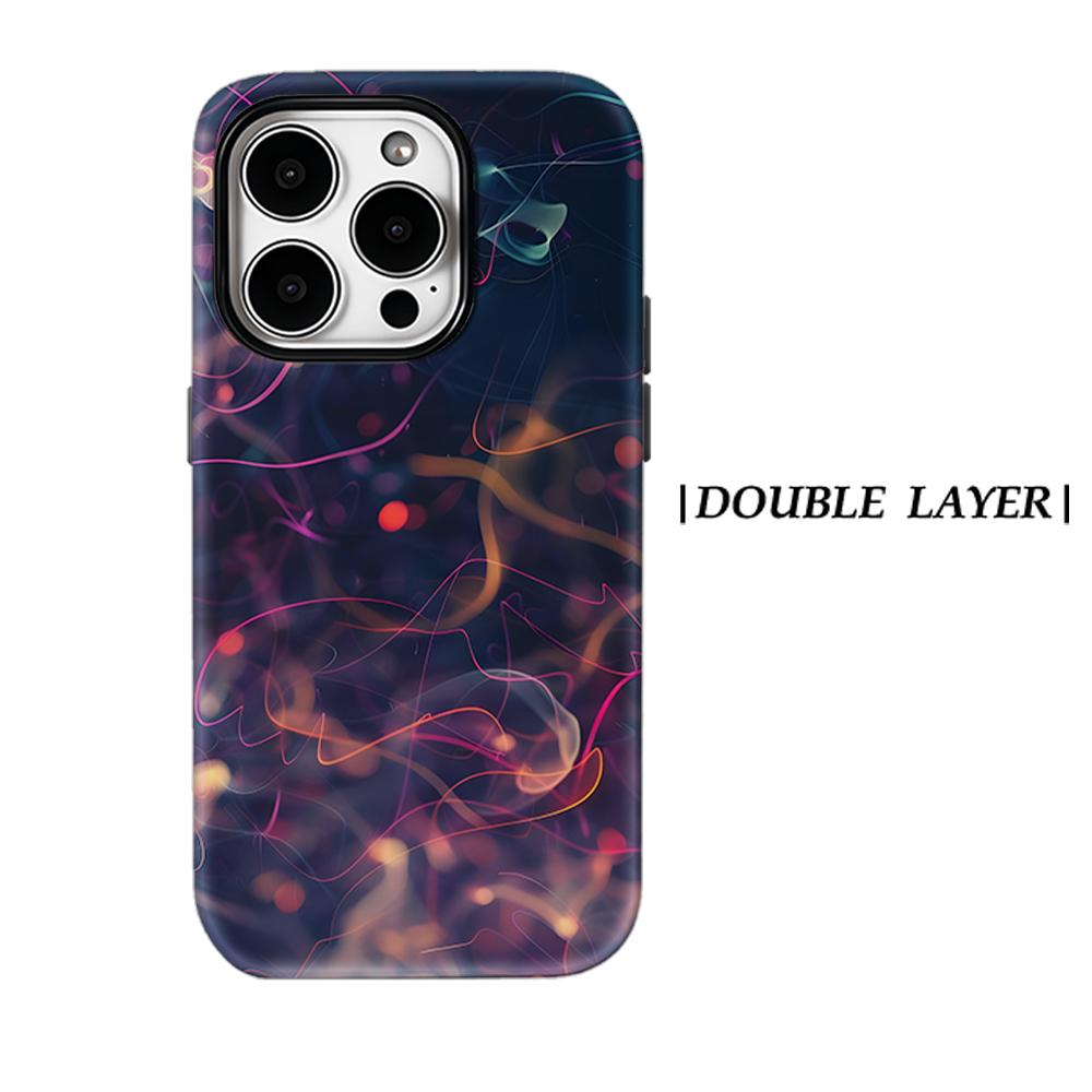 Neon Light Swirl Phone Case for IPhone 17AIR 16E 16 15 14 13 12 11 17 Pro Max Plus Double-layer Back Cover