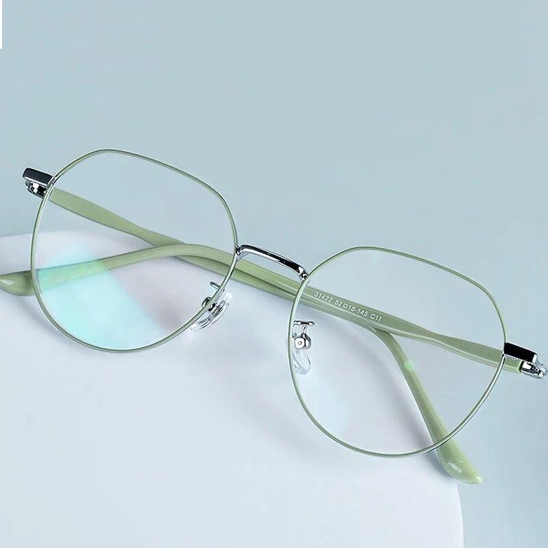 Высококачественные очки для близорукости в металлической оправе, модные антисиние очки с минусом диоптрий, женские сверхлегкие круглые компьютерные очки
