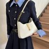 Женская сумка-хобо с цепочкой из искусственной кожи, винтажная однотонная универсальная сумка на молнии с клецками под мышками