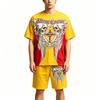 Summer Fashion Casual Retro Skull Angel Wing Printed Round Neck Short Sleeved T-Shirt And Shorts Set Men's and Women's T-shirt Shorts Set
