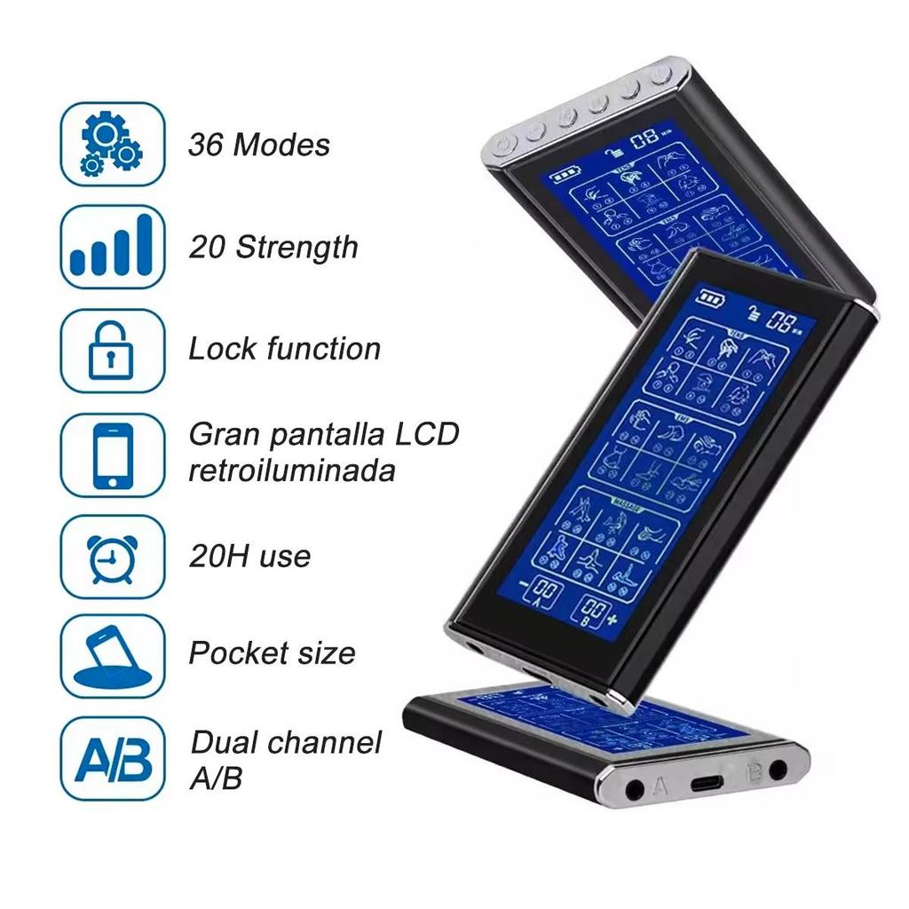 3-в-1 TENS-устройство, перезаряжаемый миостимулятор, двухканальный EMS для лечения боли в шее, мышечной терапии, импульсный массажер для лечения боли