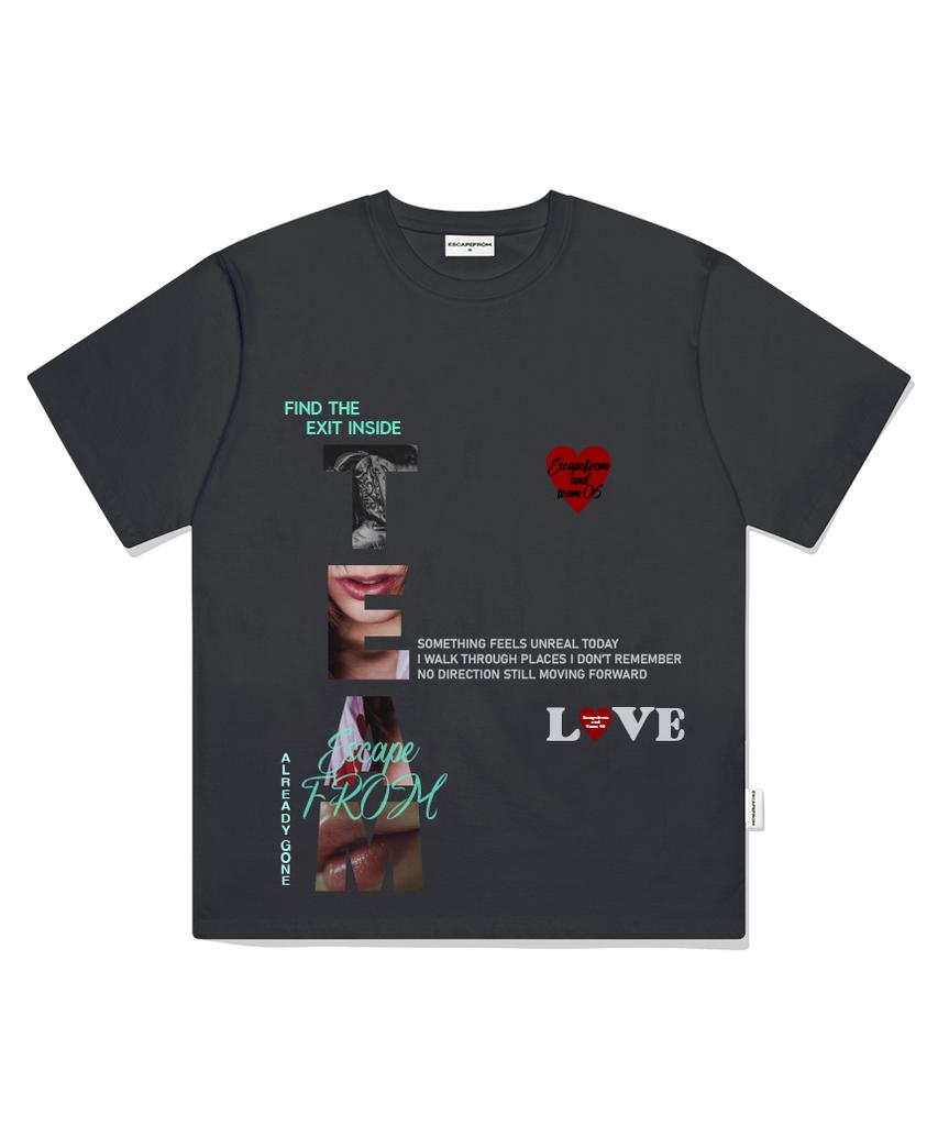 ESCAPEFROM Exit Inside Print Oversized Short Sleeve T-Shirt Black
