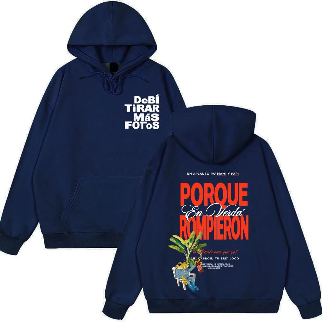 Свитшоты Раппер Bad Bunny Debi Tirar Mas Fotos DTMF World Tour Мужские Женские Мода Пуловер Винтажный Свитшот с Принтом