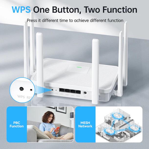 5G Gigabit WiFi 6 Router, Dual-Band 3000Mbps, WPS Support, All-Gigabit Network Interface