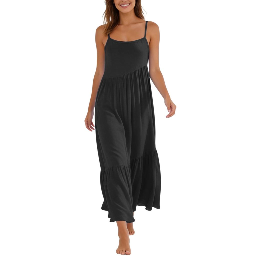 Women's Summer Fashion Patchwork Pleated Sleeveless Dress