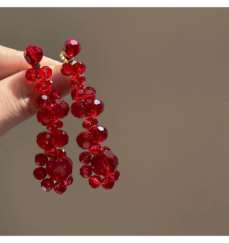 Роскошные серьги-кисточки с красными цветами: Стильные, Дорогие, Акцентные Серьги-Гвоздики для Женщин
