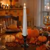Halloween Ghost Candle Lights Flameless Taper Candles, Battery Operated Flickering Light with Tea Remote, Real Wax 3D Wick LED Candles for Dinner