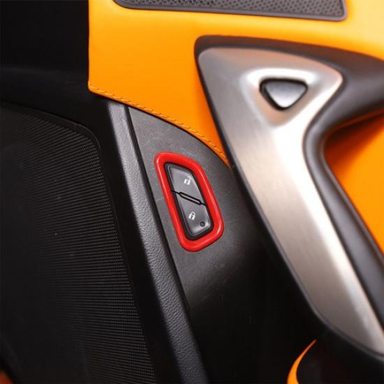 ABS Red Door Lock Switch Button Cover Trims molding for 2014-19 Corvette C7