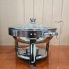 Stainless Steel 5L Round Alcohol Buffet Stove with Glass Lid and Hook for Outdoor Use