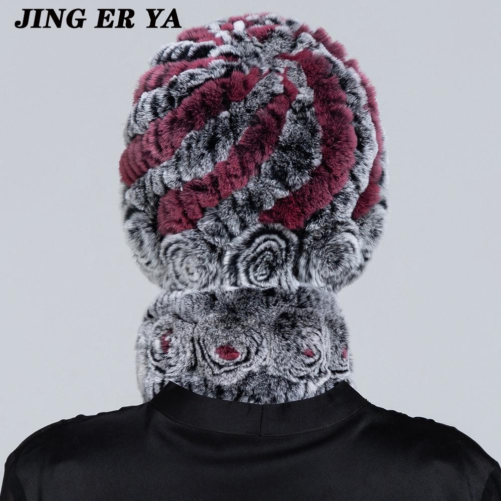 JINGERYA женская вязаная шапка из натурального меха кролика рекс, комплекты шарфов, натуральный теплый мех кролика рекс, шарфы, шапка, зимняя женская шапка из натурального меха кролика рекс, шарф