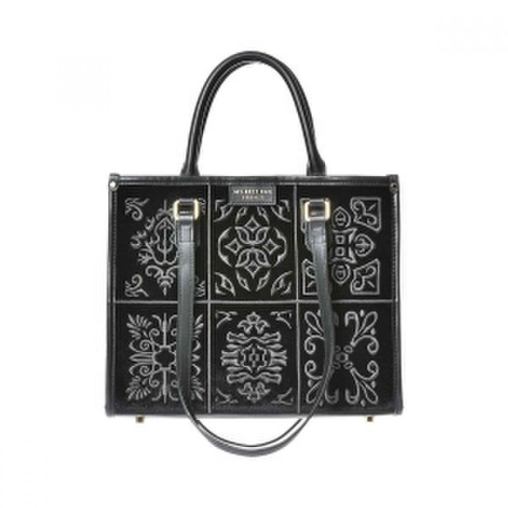 Riccio Anna Velvet Embroidery Tote Bag Black Hs53myb203bk