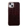 For iPhone 14 Crocodile Texture Genuine Leather Nano Electroplating Phone Case