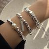 Xiaomi 100% Solid 925 Sterling Silver Retro Bracelet for Women Geometric Vintage Letters Pearl Stone Simple Bracelet Birthday Gift