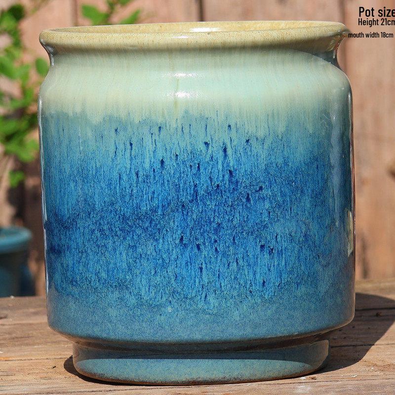 Large Ceramic Terracotta Flower Pot for Balcony and Living Room - Ideal for Succulents, Orchids, Green Radish, and Plants