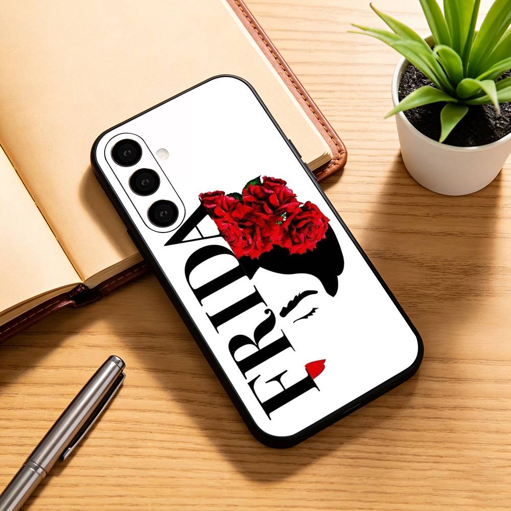 Модный чехол для телефона F-fridaS Kahlo-PC Черный Силиконовый Мягкий Для Samsung Galaxy A73,A72,A71,A70,A53,A52,A51