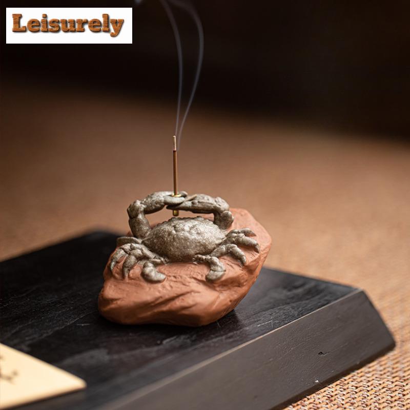 Креативные богатые крабы Керамическая курильница для благовоний Дзен-держатель для кадила Игрушки для животных для чая Скульптура Крышка-основание Аксессуары для чайной церемонии