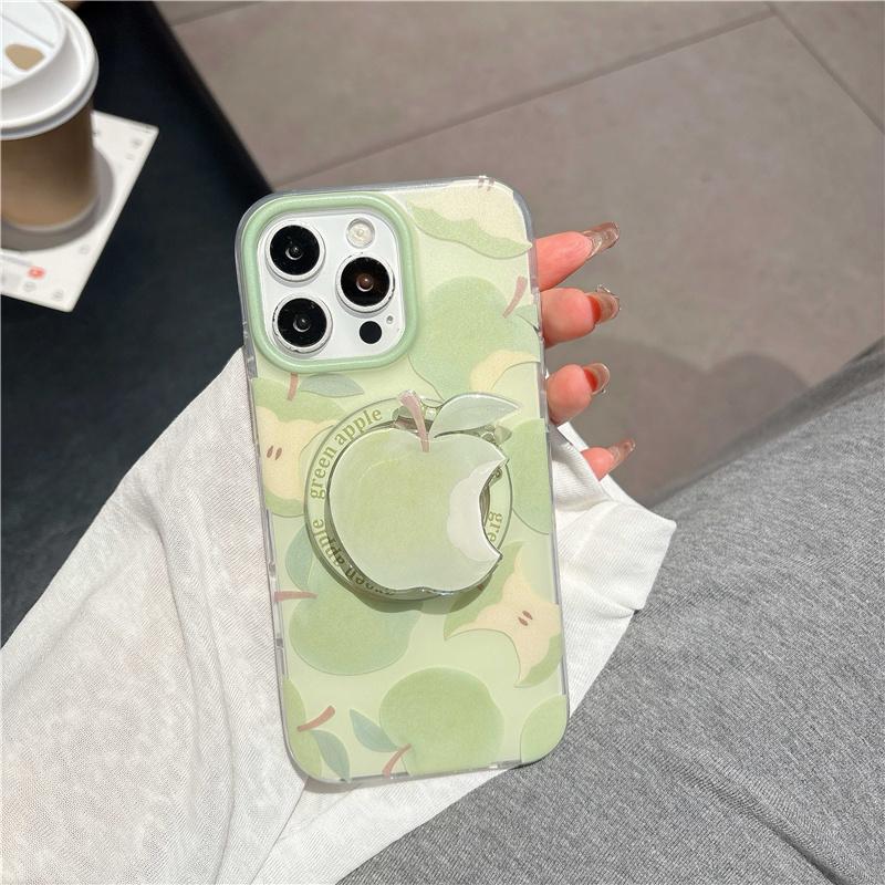 Summer Cute Peach Magnetic Stand Phone Case For iPhone 16 Pro 15 14 13 Pro Max Cover with Magsafe Holder Girp Shockproof Cases