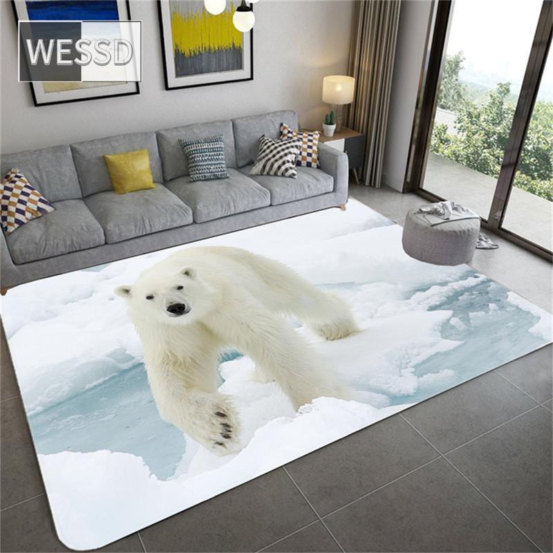 Милый ковер с полярным медведем для детской комнаты, 3D ковер с животными, ковер для гостиной, фланелевая губка, коврик для ванной, впитывающий домашний декор, ковер для прихожей