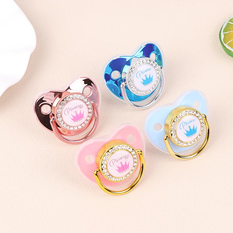 1 шт., блестящая корона, набор цепочек для пустышки, подарок на детский душ, силиконовая пустышка для новорожденного, прорезыватель для зубов, детская соска-пустышка