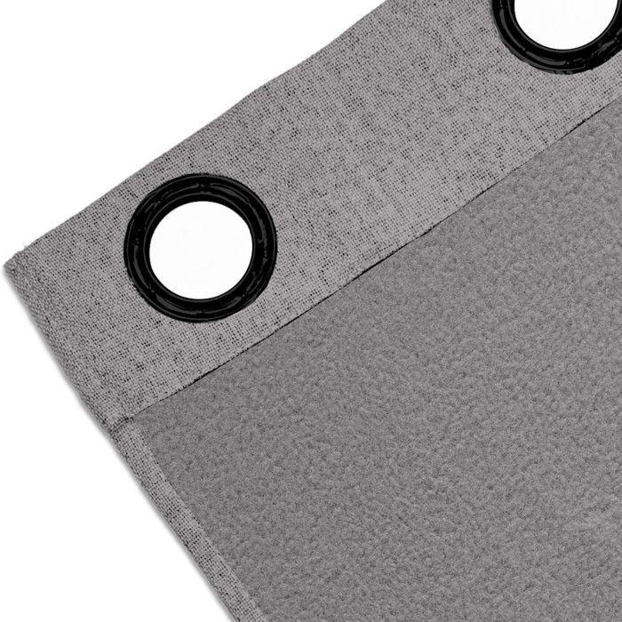 Insulating and 100% Blackout Eyelet Curtain 135x180 Cm ECLIPSE Gray, by Soleil D'ocre