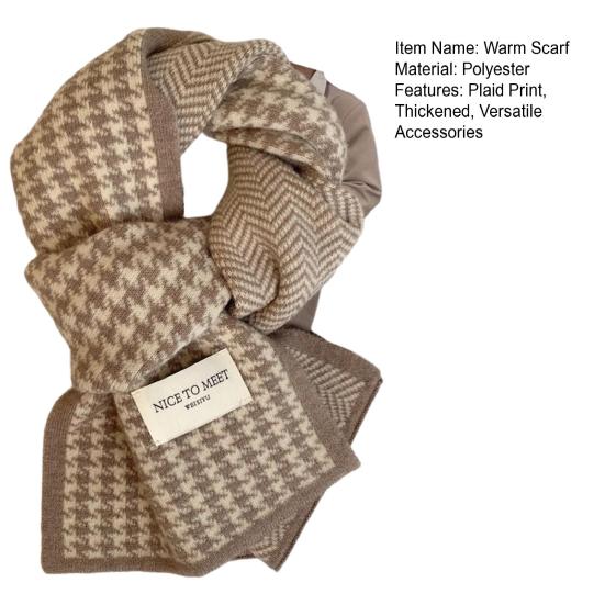 Men Women Scarf Japanese Style Plaid Pattern Long Style Wrap Autumn Winter Thermal Insulation Knitting Scarf Daily Wear