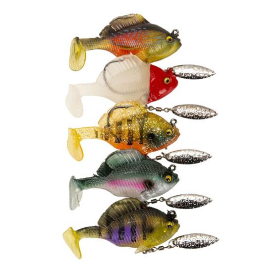 5 шт. 6 см/10,5 г приманка для прыгающей рыбы с вращающимся лезвием, крючком без водорослей, лопастным хвостом, искусственная приманка для соленой воды, пресноводного судака, окуня, рыболовные принадлежности