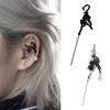 Gothic Dark Aesthetic Animal Piercing Earring Rose and Black Crow Stick Clip Earring Alloy Ear Stud for Everyday Wear