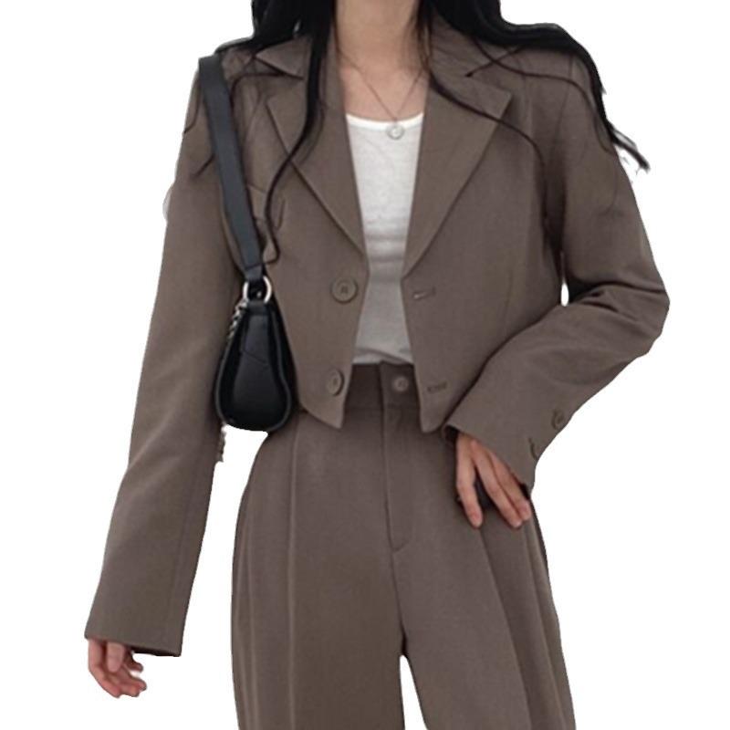 Женский приталенный черный блейзер в корейском стиле, костюм-двойка