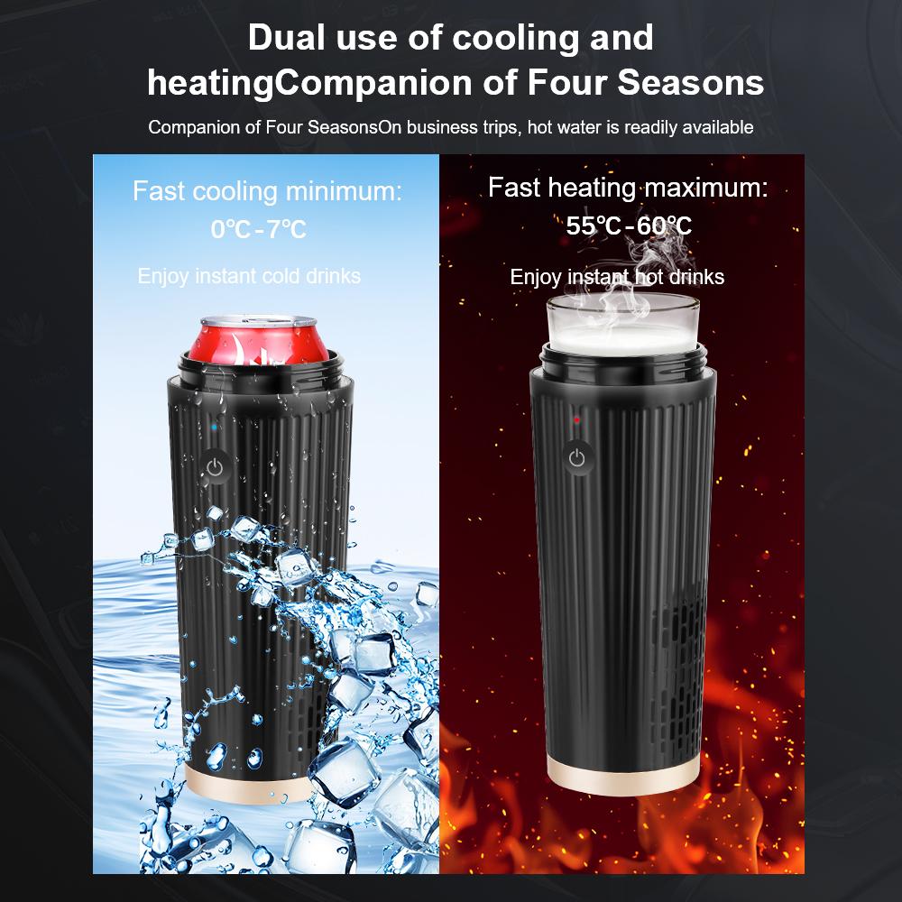 Car Cooling Heating Cup LCD Display 350ML 0° C-60 ° C Cooling/heating 12V Electric Kettle Heat Preservation Water Warmer Bottle