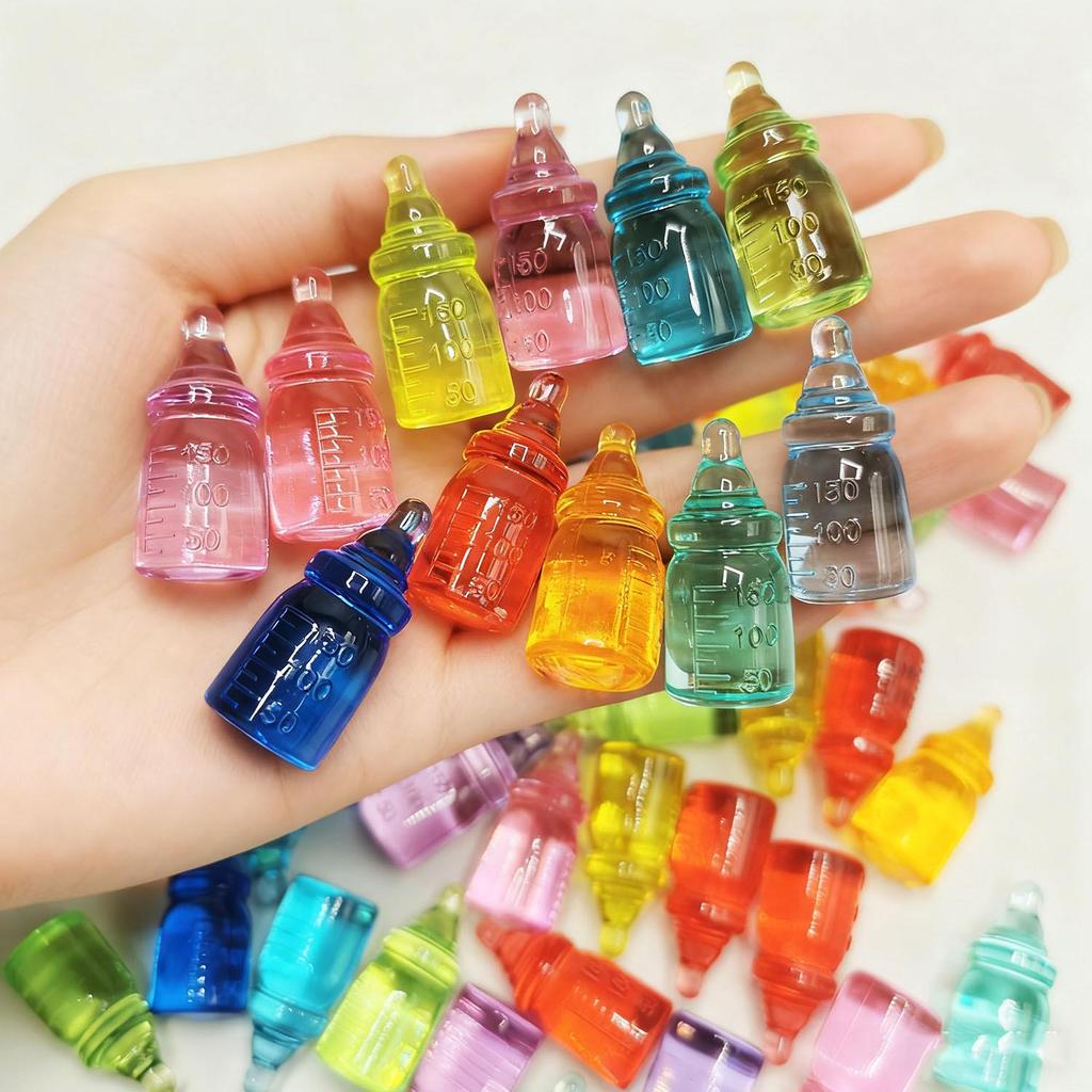 Colorful Mini Acrylic Milk Bottle Cartoon Ornaments - Cute Handmade DIY Decorative Accessories