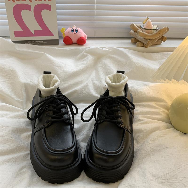Черные универсальные кожаные туфли на платформе, женские сезонные туфли в стиле ретро на платформе в британском стиле в японском стиле Jk Single