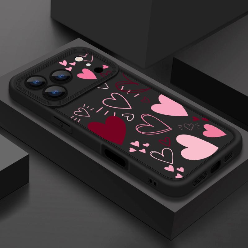 Ударопрочный чехол для телефона iPhone 17 Pro Max Чехол iPhone 16 15 14 13 Pro Max 11 17e 16e Мягкий силиконовый бампер с принтом 'Сердечки'