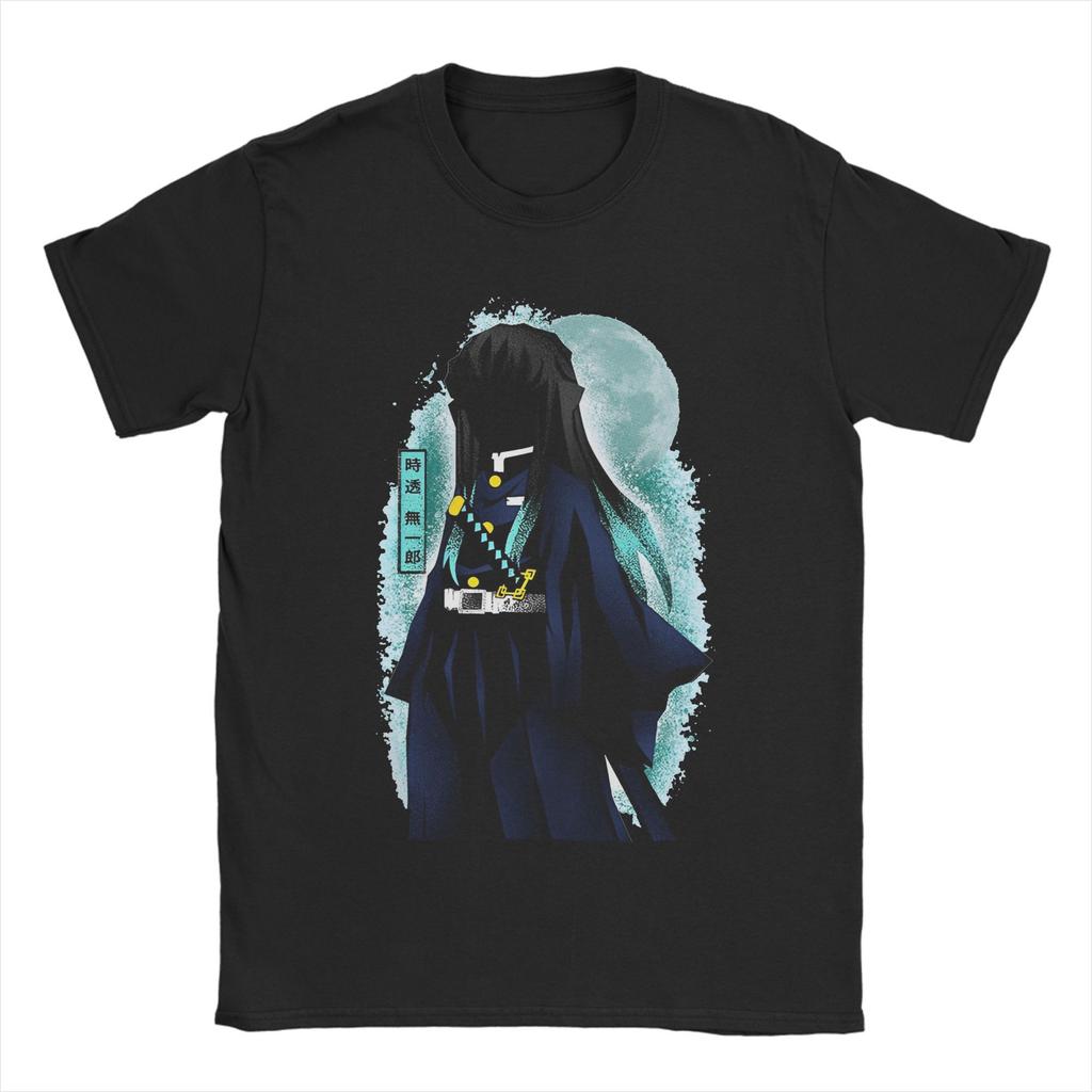 Клинок, рассекающий демонов Аниме Футболка Мужская Хлопковая Топы Рубашки Эстетика Муичиро Токито Круглый вырез Короткий рукав