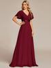 Ever-Pretty Women's Double V-Neck Empire Waist  Floor Length Chiffon Evening Dresses with Short Flutter Sleeves