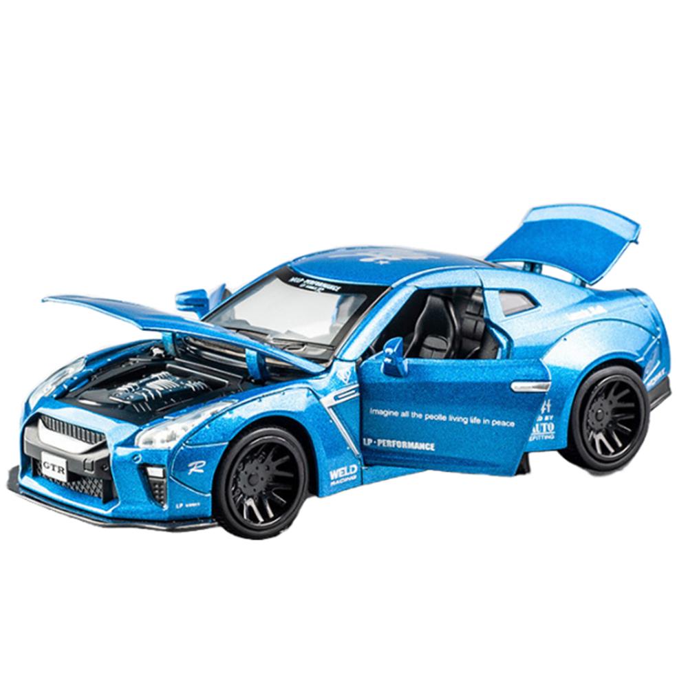 APU1 Масштаб 1/32 Литой сплав Модель спортивного автомобиля Nissan GTR Игрушка Двери открываются Оттянуть назад Звук Музыка Миниатюрный транспортный средство Подарки для детей Коллекция