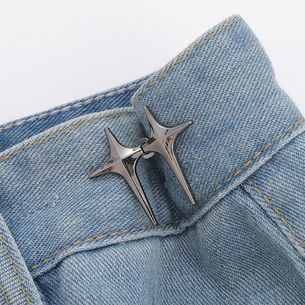 1Pc Adjustable Waist Buckle Cross Star Shape Jean Buttons Pins Detachable Metal Buttons Waist Tightener Clothing Accessories