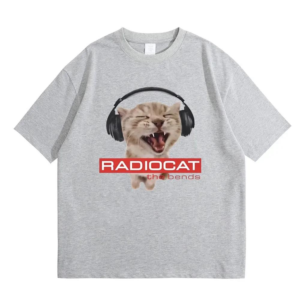 Британская рок-группа Radiohead Funny Radiocat The Bends Print Футболка унисекс женская винтажная готическая футболка большого размера унисекс футболка с мемами
