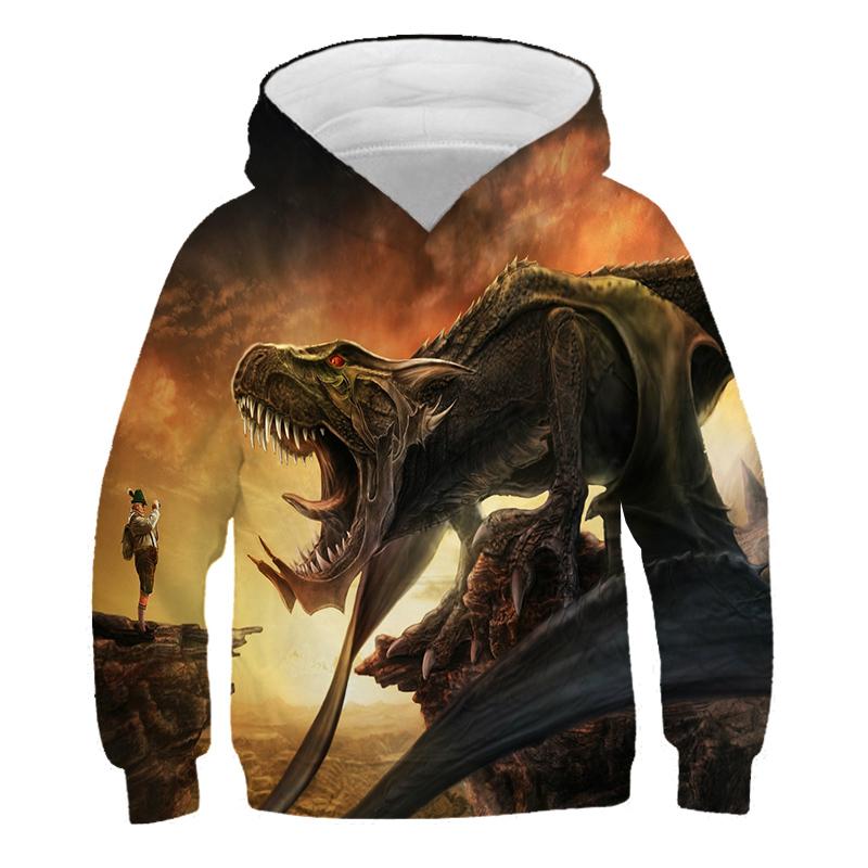 Hoodies Jurassic Park 3D Print Animal Dinosaurs Sweatshirts Boys Girls Children Hooded Pullovers Fashion Kids Tracksuit Clothing