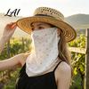 Lightweight Summer Face Mask Women Neck Sun Protection Mask Cotton Dot Print UV Full Coverage Gaiter Cover Foldable Scarf for Driving Cycling