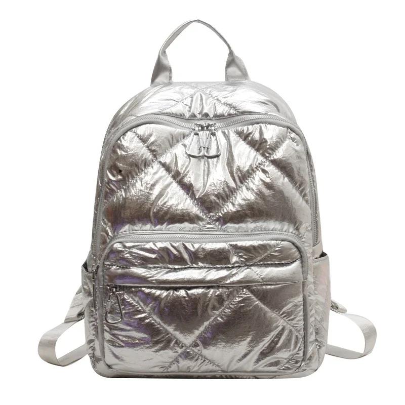 Женский стеганый клетчатый рюкзак зимний сверхлегкий отделение для пуха большой вместимости женская школьная сумка