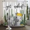 Cute Funny Lama Alpaca Shower Curtain Fun Cartoon Animals Cactus Shower Curtains for Bathroom Home Decor Waterproof Bath Curtain