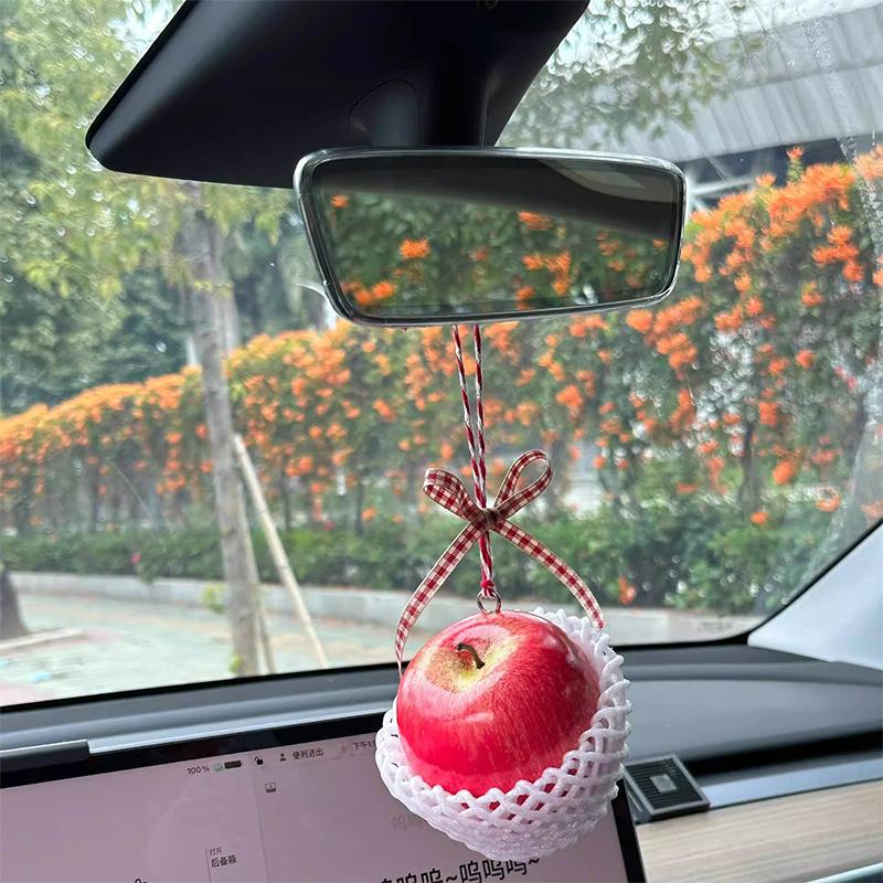 Simulated Fruit Car Ornament Cute Foam Fruit Decoration Persimmon, Orange, Peach Shapes Auto Interior Decor Accessories