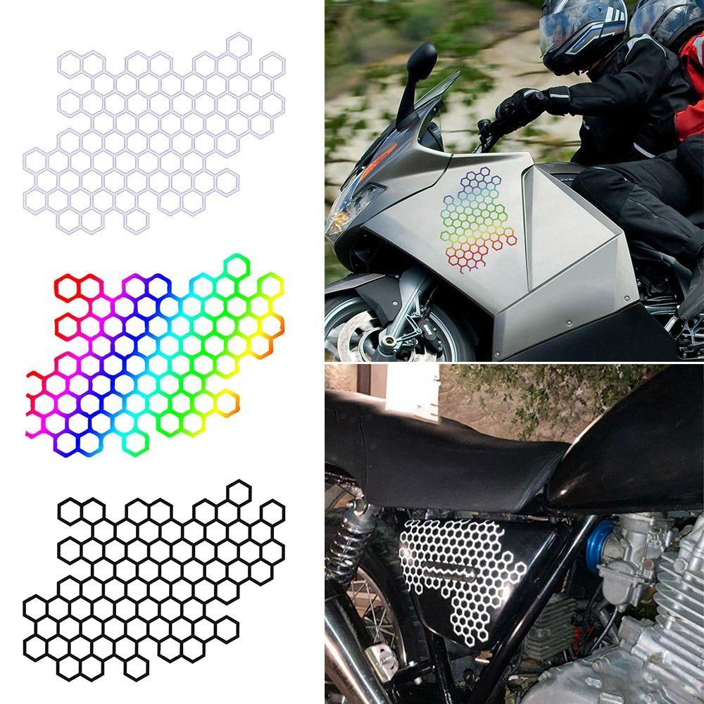 Modification Honeycomb Decals Reflection Motorcycle Decorative Sticker Bumper Helmet Ornament